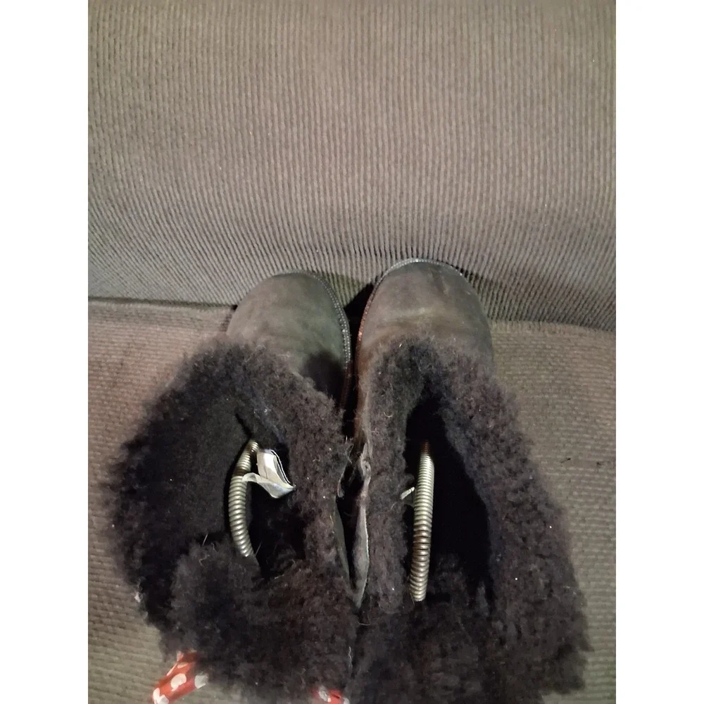 UGG X Disney Black Sheepskin Suede Mini‎ Bailey Bow II Boots 9